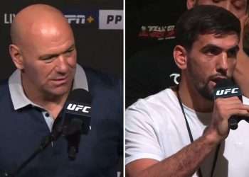 Shock moment Dana White vows to give random fan a UFC contract during Topuria vs Holloway press conference