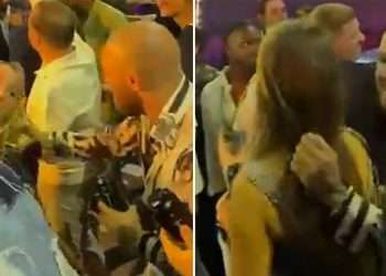 Watch awkward moment Conor McGregor’s fiancee steps in as UFC star caught in racy dance with woman at BKFC after-party