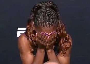 Female UFC star left humiliated with head in hands after official drops her intimate item at weigh in