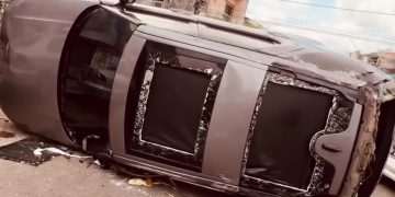 UFC star involved in horror car crash as Land Rover is flipped into wreck weeks after huge fight